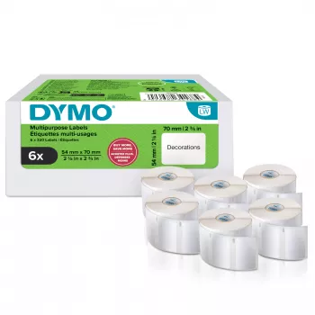 DYMO autentsed LabelWriter mitmeotstarbelised sildid | 54 mm x 70 mm | isekleepuvad | 6 rulli 320 kergesti eemaldatava sildiga (kokku 1920 tk) | LabelWriter sildimasinatele | valmistatud Euroopas