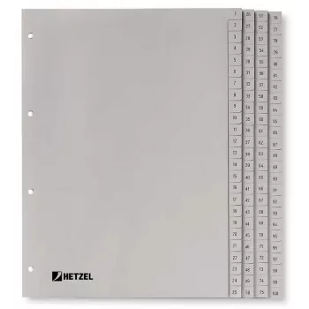 Rexel PP vahelehed, hall, numbriline, Numbriline vahelehtede register, Polüpropüleen (PP), Hall, A4, 226 mm, 297 mm