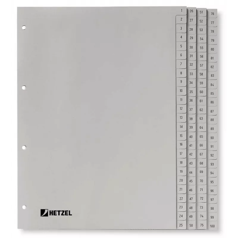 Rexel PP vahelehed, hall, numbriline, Numbriline vahelehtede register, Polüpropüleen (PP), Hall, A4, 226 mm, 297 mm