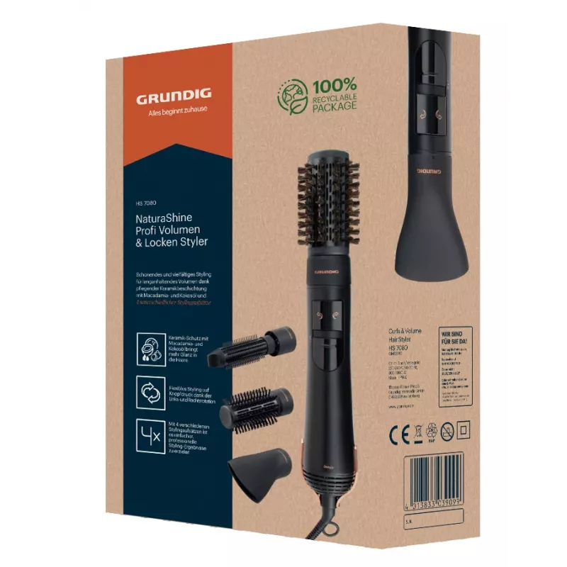 Grundig HS 7080 kuumaõhuhari Soe Must, Roosakuldne 1000 W 1,8 m