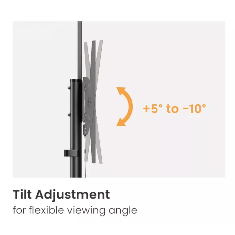 Equip 55-tolline kuni 100-tolline ökonoomne telerikäru, 2.54 m (100 tolli), 100 x 100 mm, 800 x 600 mm, -10 - 5°, Plastik, Roostevaba teras, Must