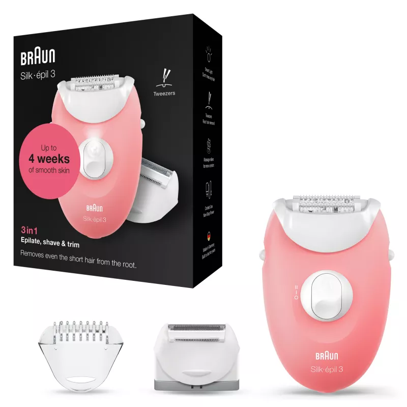 Braun Silk-epil 3-277 epilaator, valge/roosa