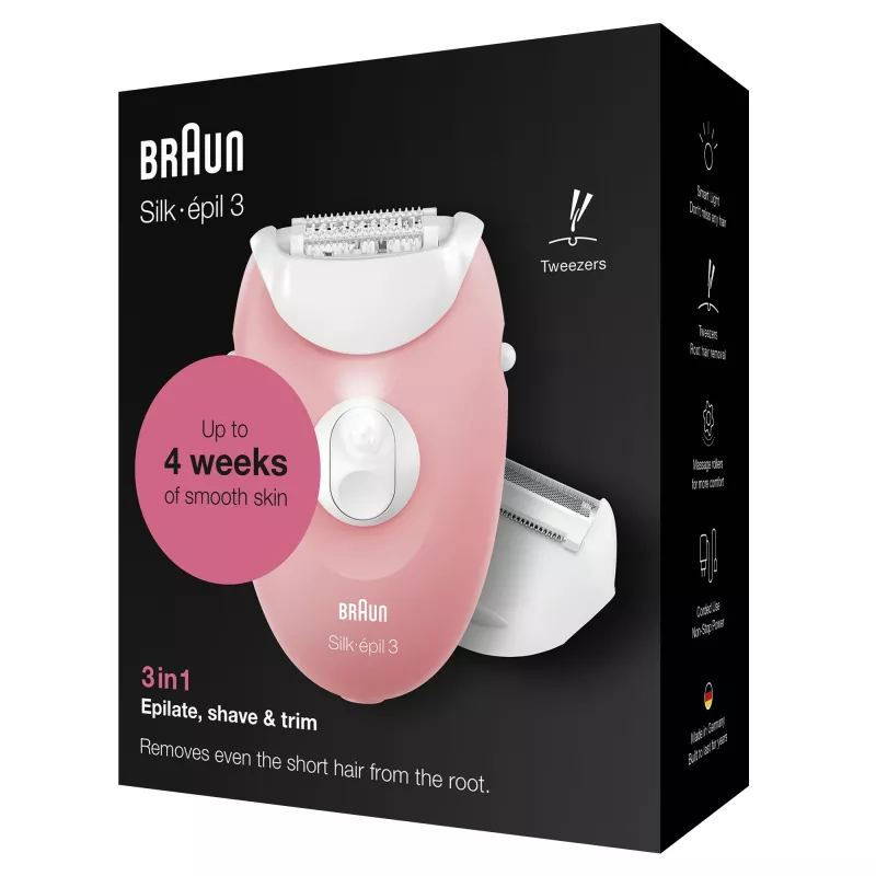 Braun Silk-epil 3-277 epilaator, valge/roosa
