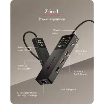 ICY BOX Spade Dock 4038, 7-ühes dokkimisjaam LCD-ekraani ja PD 100 W-ga
