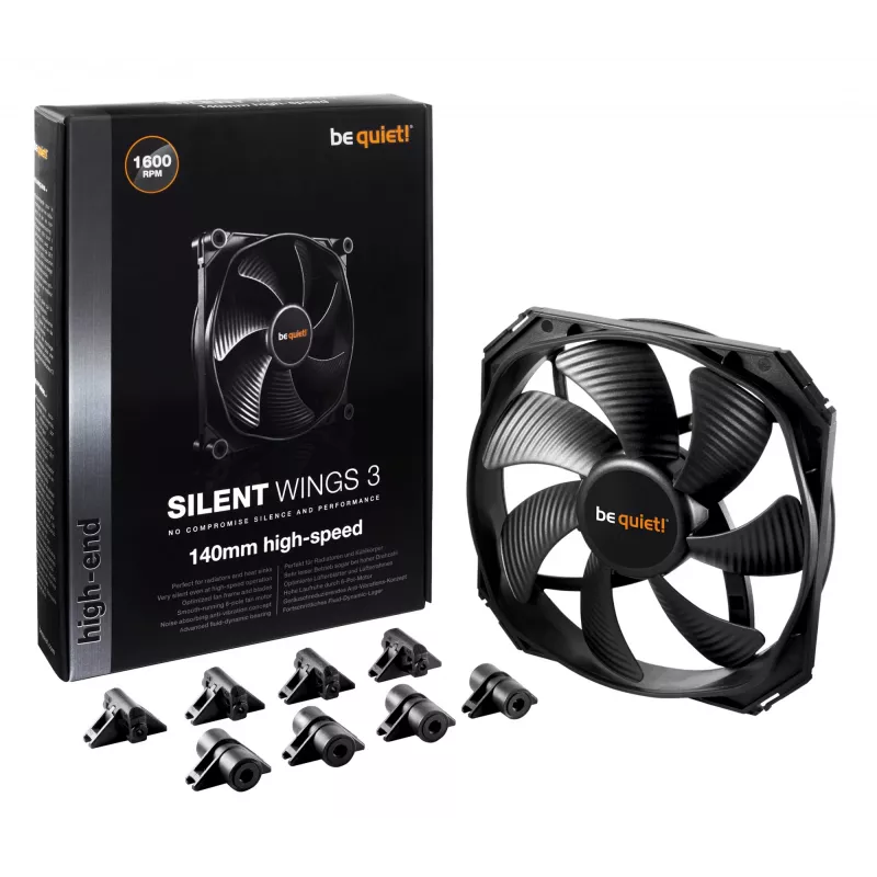 be quiet! SilentWings 3 Arvutikorpuse ventilaator 14 cm Must
