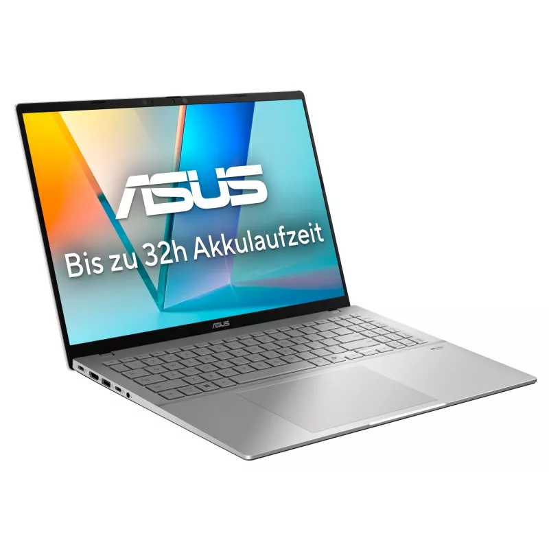 ASUS Vivobook S16 S3607QA-SH095W Copilot+ arvuti Snapdragon X1-26-100 sülearvuti 40,6 cm (16-tolline) WUXGA 16 GB LPDDR5x-SDRAM 1 TB SSD Wi-Fi 6E (802.11ax) Windows 11 Home saksa hõbedane