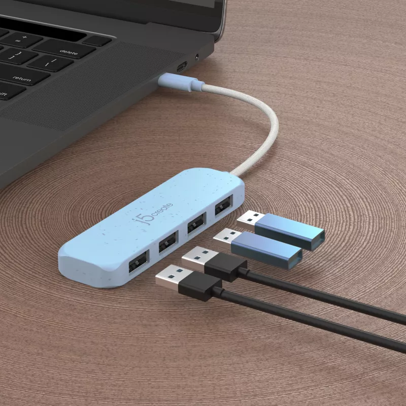 j5create keskkonnasõbralik USB-C kuni 4-pordiline Type-A Gen 2 jaotur