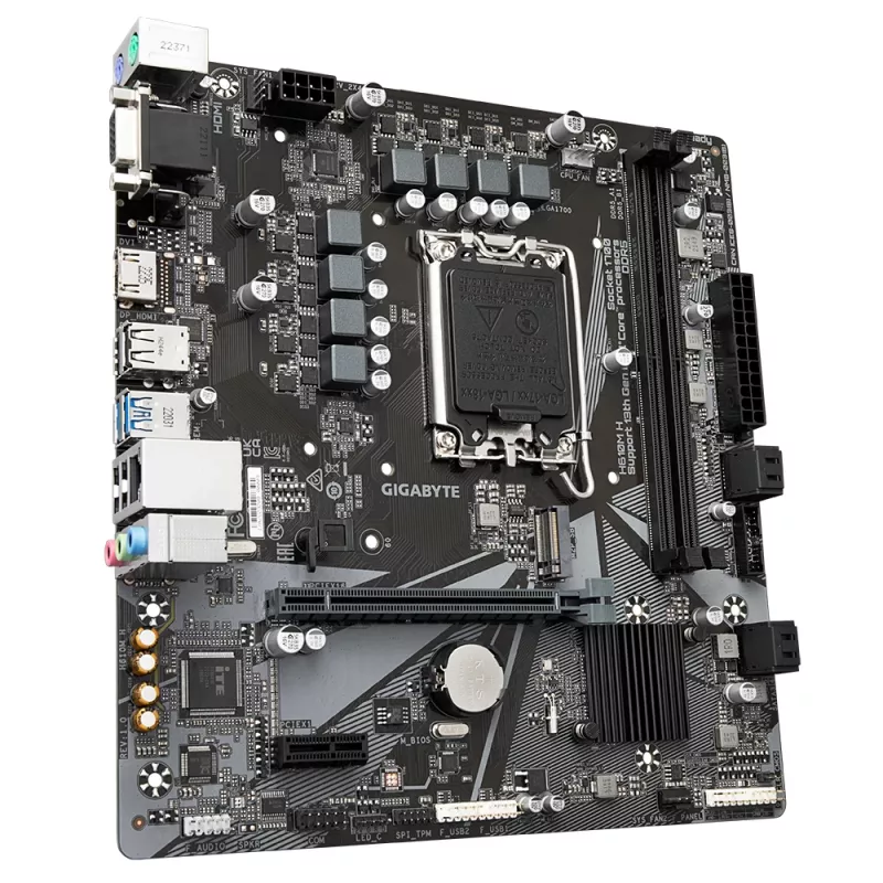 GIGABYTE H610M H emaplaat – toetab Inteli Core 14. põlvkonna protsessoreid, 6+1+1 hübriidne digitaalne VRM, kuni 5600 MHz DDR4 (OC), 1x PCIe 3.0 M.2, GbE LAN, USB 3.2 Gen 1