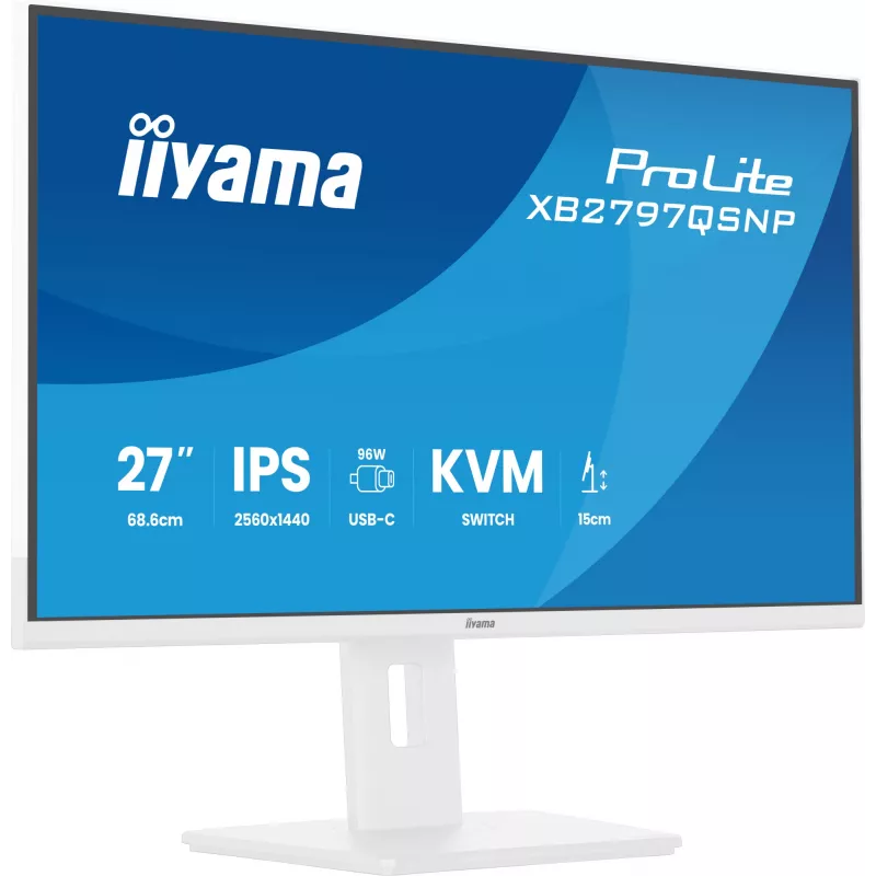 iiyama ProLite XB2797QSNP-W1 27-tolline IPS LCD arvutikuvar 68,6 cm (27 tolli) 2560 x 1440 pikslit Quad HD Valge