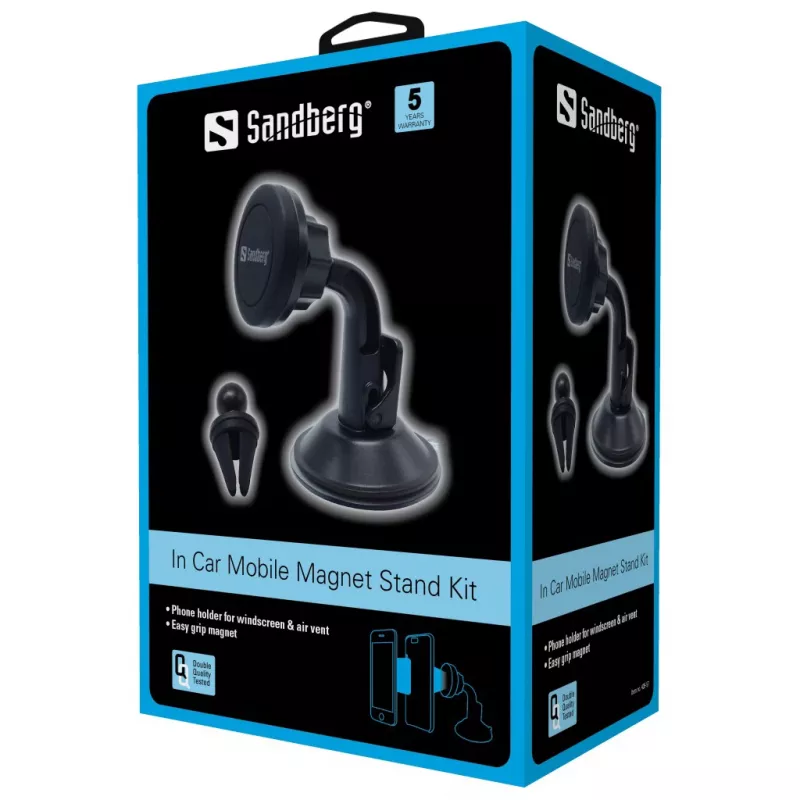 Sandberg In Car Mobile Magnet Stand Kit, telefon, passiivne hoidik, auto, must