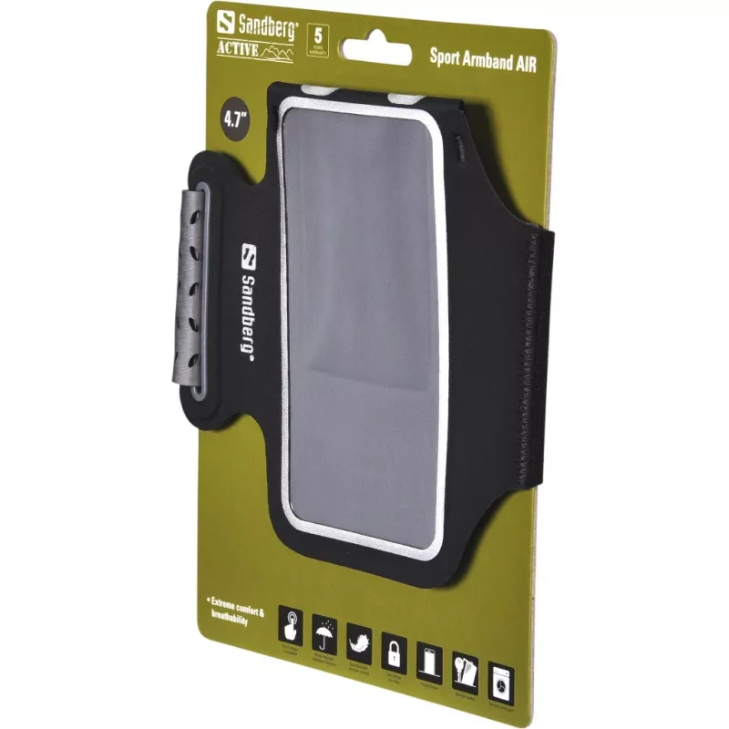 Sandberg Sport käepael AIR 4,7 inch, käepaela ümbris, mis tahes bränd, 11,9 cm (4,7 tolli), must