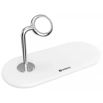 Sandberg 3in1 juhtmevaba laadija, siseruumidesse, USB, juhtmevaba laadimine, 0,8 m, hõbedane, valge