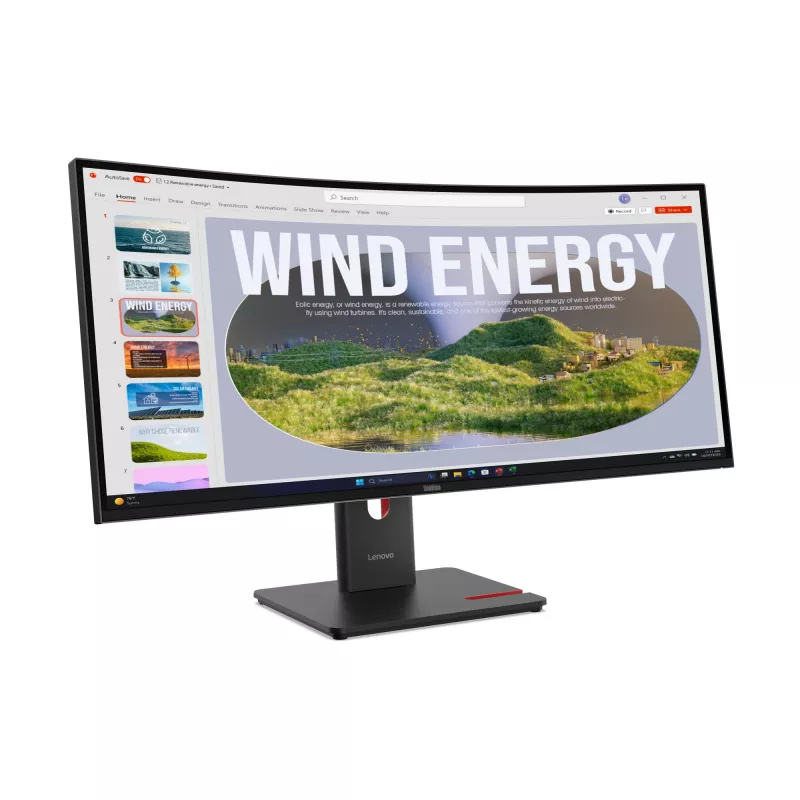 Lenovo ThinkVision T34WD-40 Monitor, 86.4 cm (34 tolli), 3440 x 1440 pikslit, Wide Quad HD, LED, 6 ms, Must