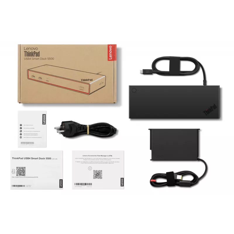 Lenovo ThinkPad USB4 Smart Dock 5500 koos 135 W adapteriga, juhtmega, must