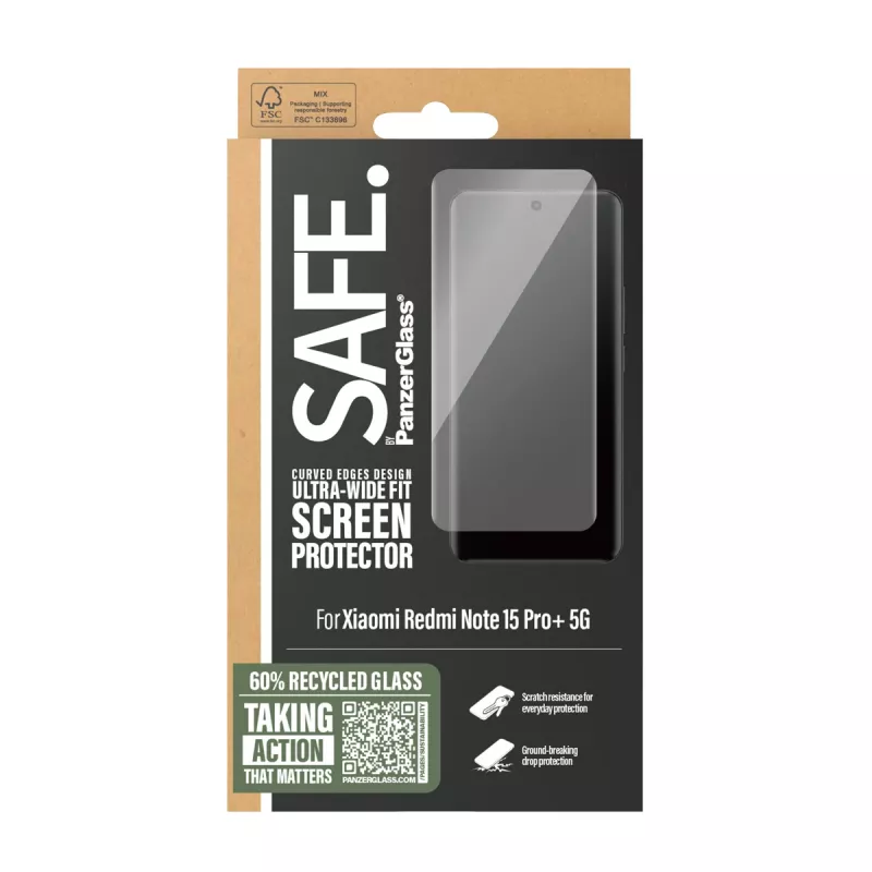 PanzerGlass SAFE. by ® ekraanikaitse Xiaomi Redmi Note 15 Pro+ 5G | ülilai sobivusega