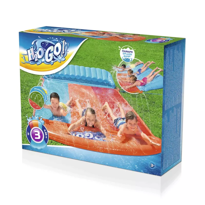 Bestway H2OGO! Triple Water Slide with Tsunami Splash Ramp 4,88 m