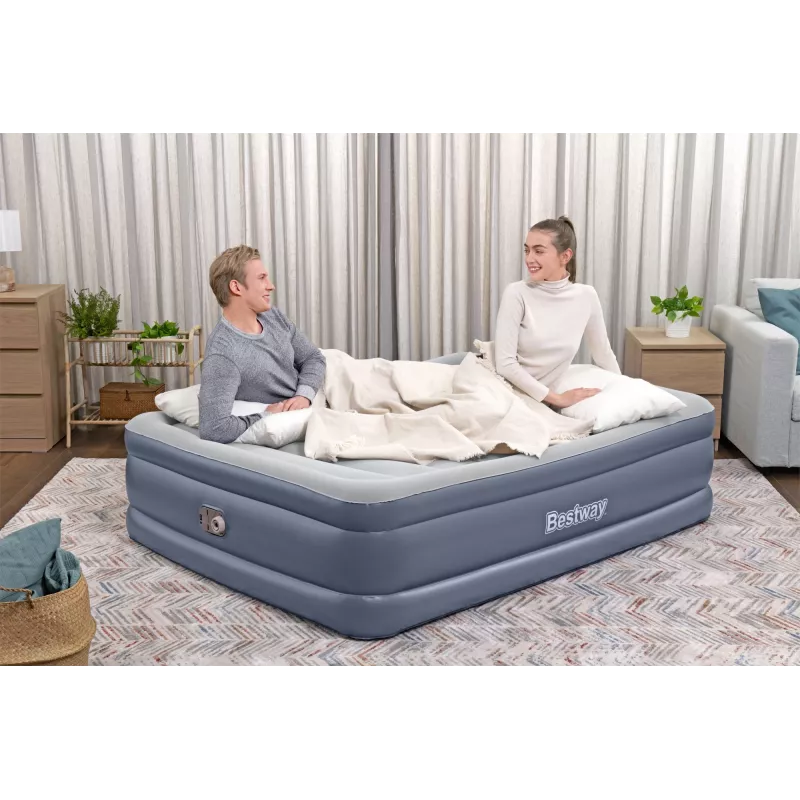 Bestway Tritech Queen täispuhutav madrats sisseehitatud vahelduvvoolupumba ja antimikroobse kattega 2,03 m x 1,52 m x 51 cm