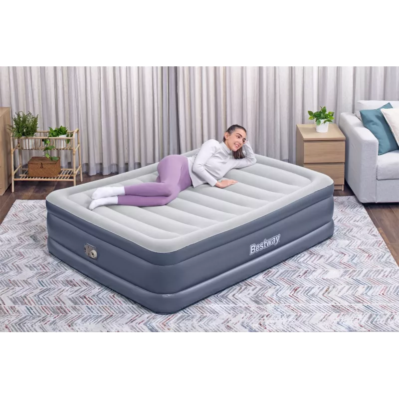 Bestway Tritech Queen täispuhutav madrats sisseehitatud vahelduvvoolupumba ja antimikroobse kattega 2,03 m x 1,52 m x 51 cm