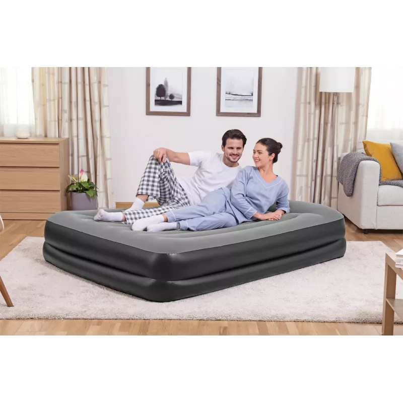 Bestway Tritech Air Mattress Queen koos Built-in AC Pump and Antimicrobial Coating 2.03 m x 1.52 m x 46 cm