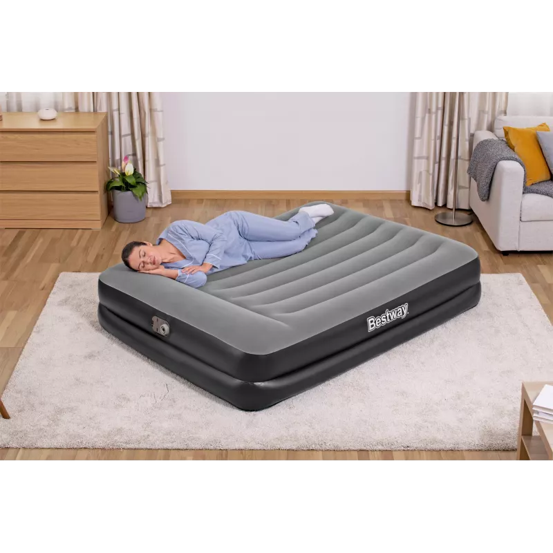 Bestway Tritech Air Mattress Queen koos Built-in AC Pump and Antimicrobial Coating 2.03 m x 1.52 m x 46 cm