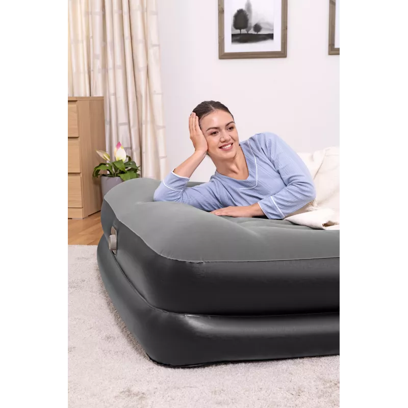 Bestway Tritech Air Mattress Queen koos Built-in AC Pump and Antimicrobial Coating 2.03 m x 1.52 m x 46 cm