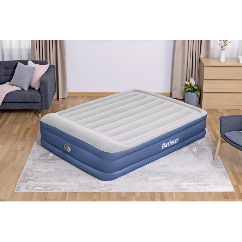 Bestway Tritech Air Mattress Queen koos Built-in AC Pump and Antimicrobial Coating 2.03 m x 1.52 m x 46 cm
