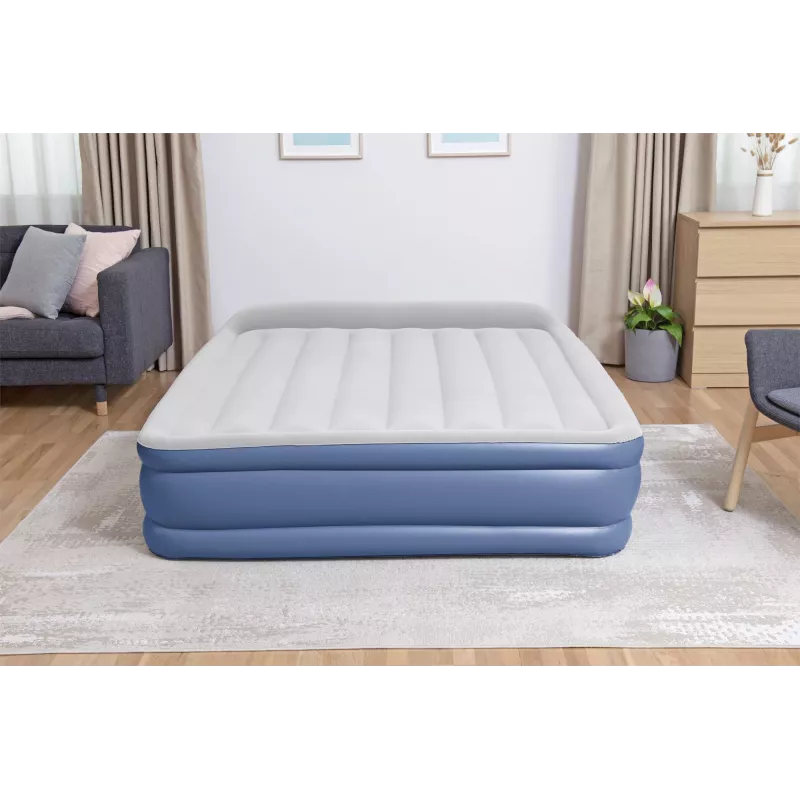 Bestway Tritech Air Mattress Queen koos Built-in AC Pump and Antimicrobial Coating 2.03 m x 1.52 m x 46 cm
