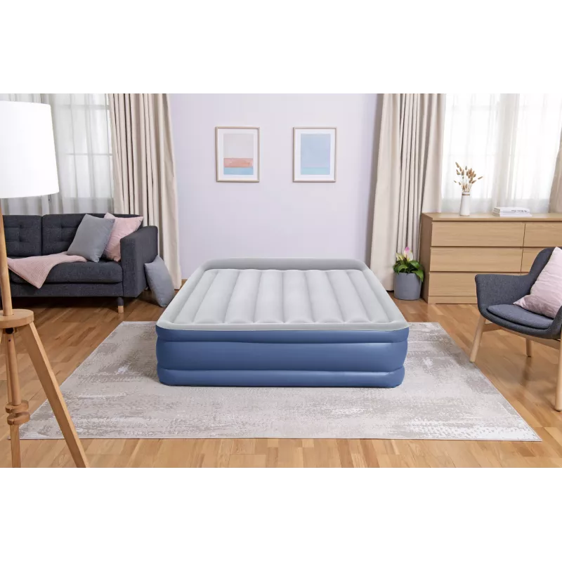 Bestway Tritech Air Mattress Queen koos Built-in AC Pump and Antimicrobial Coating 2.03 m x 1.52 m x 46 cm