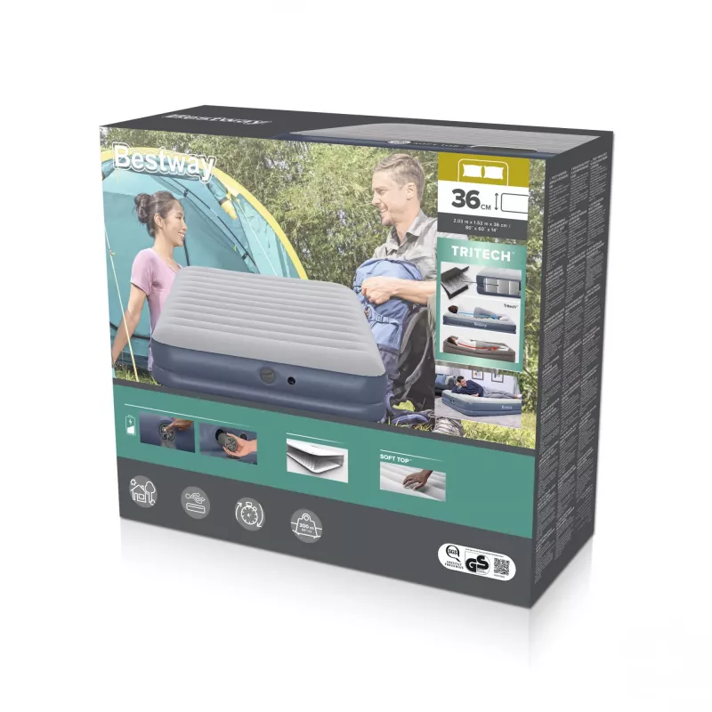 Bestway Tritech Air Mattress Queen koos taaslaetava pumbaga 2,03 m x 1,52 m x 36 cm