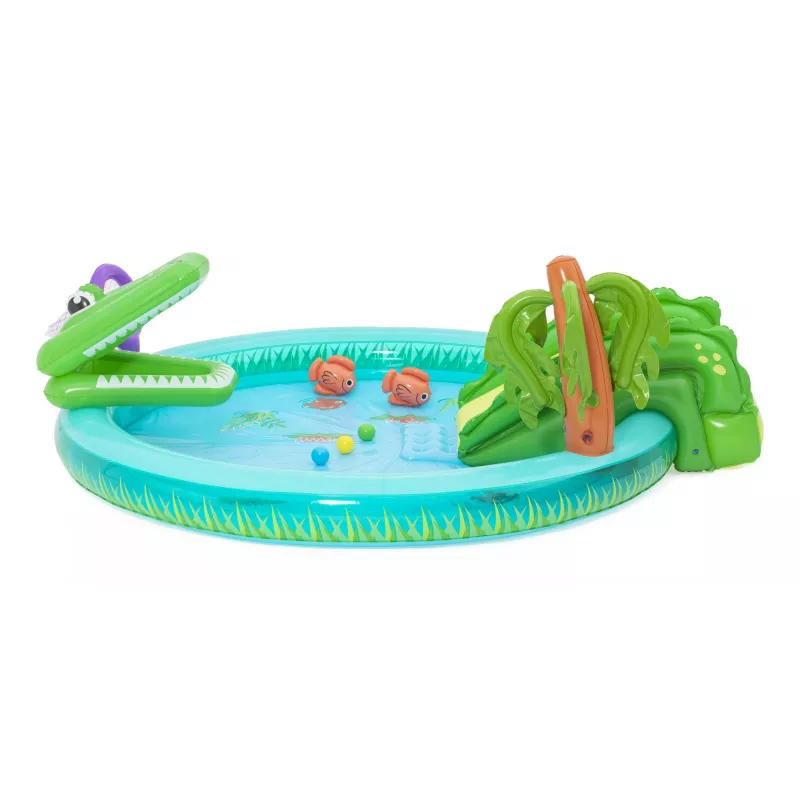 Bestway Crocodile Cove laste täispuhutav veemängukeskus ja bassein 2,24 m x 1,81 m x 72 cm