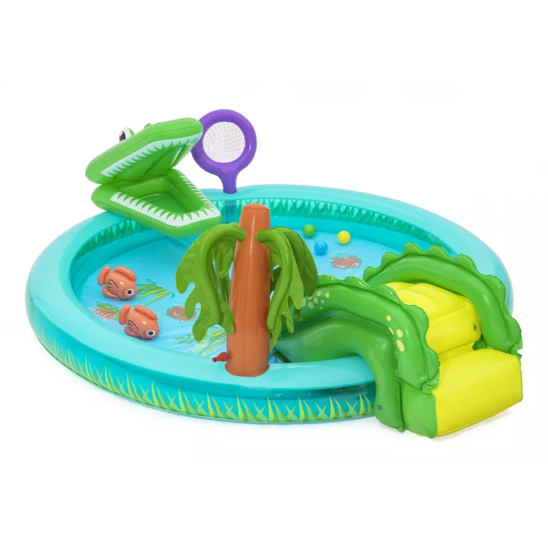 Bestway Crocodile Cove laste täispuhutav veemängukeskus ja bassein 2,24 m x 1,81 m x 72 cm