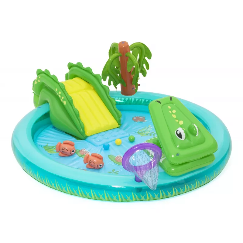 Bestway Crocodile Cove laste täispuhutav veemängukeskus ja bassein 2,24 m x 1,81 m x 72 cm