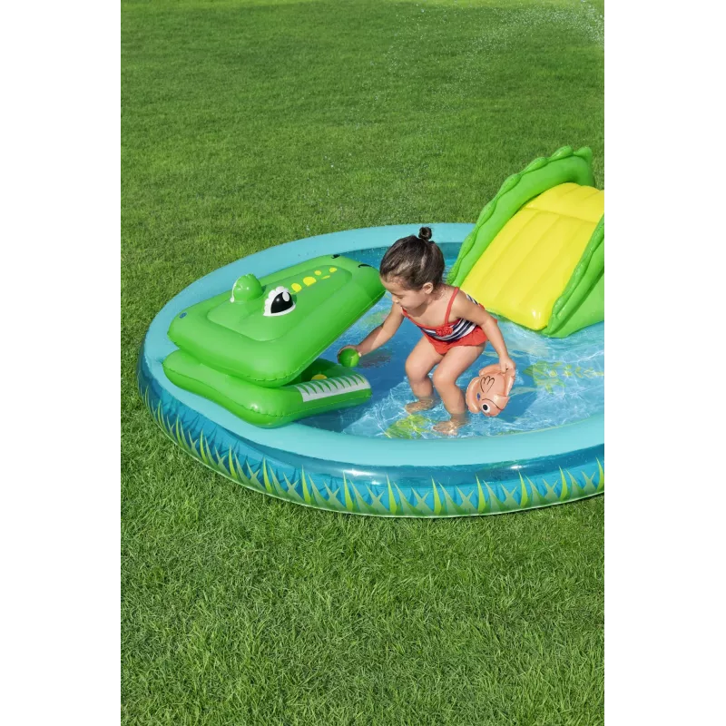 Bestway Crocodile Cove laste täispuhutav veemängukeskus ja bassein 2,24 m x 1,81 m x 72 cm