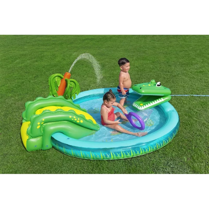 Bestway Crocodile Cove laste täispuhutav veemängukeskus ja bassein 2,24 m x 1,81 m x 72 cm