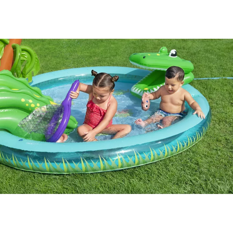 Bestway Crocodile Cove laste täispuhutav veemängukeskus ja bassein 2,24 m x 1,81 m x 72 cm