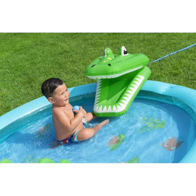 Bestway Crocodile Cove laste täispuhutav veemängukeskus ja bassein 2,24 m x 1,81 m x 72 cm