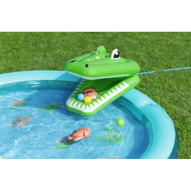 Bestway Crocodile Cove laste täispuhutav veemängukeskus ja bassein 2,24 m x 1,81 m x 72 cm