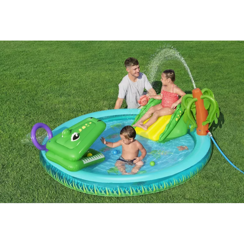 Bestway Crocodile Cove laste täispuhutav veemängukeskus ja bassein 2,24 m x 1,81 m x 72 cm