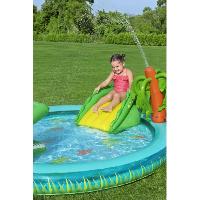 Bestway Crocodile Cove laste täispuhutav veemängukeskus ja bassein 2,24 m x 1,81 m x 72 cm