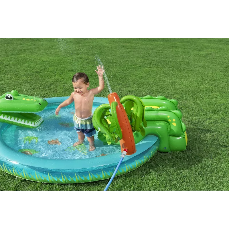 Bestway Crocodile Cove laste täispuhutav veemängukeskus ja bassein 2,24 m x 1,81 m x 72 cm