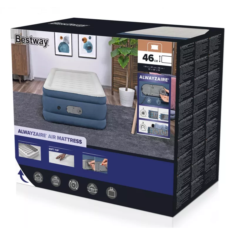 Bestway AlwayzAire kaheinimese õhkmadrats integreeritud kahe pumbaga 1,91 m x 97 cm x 46 cm