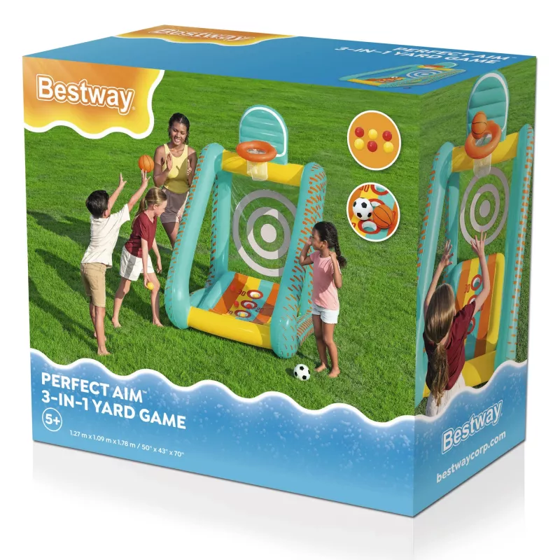 Bestway Perfect Aim 3-in-1 täispuhutav aiamäng, täispuhutav mängukeskus, 5 a, polüvinüülkloriid (PVC), mitmevärviline