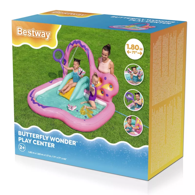 Bestway Butterfly Wonder laste täispuhutav veemängukeskus ja bassein 1,80 m x 1,80 m x 1,17 m
