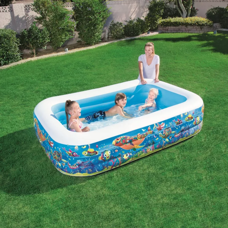 Bestway täispuhutav pere mängubassein 2,29 m x 1,52 m x 56 cm, täispuhutav bassein, 702 L, ristkülikukujuline, 6 a, vinüül, mitmevärviline