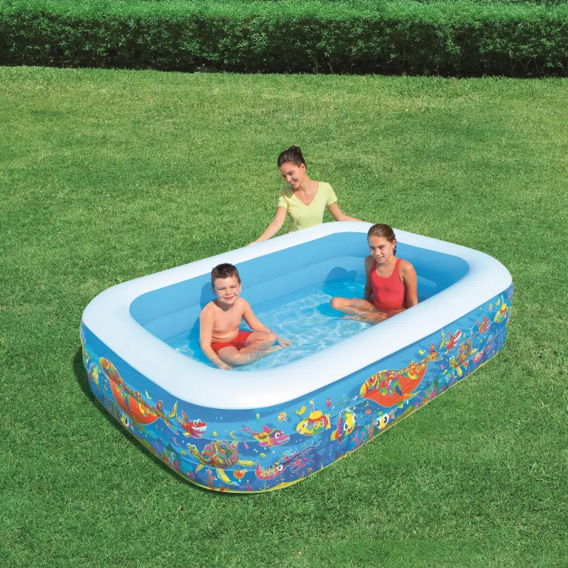 Bestway täispuhutav pere mängubassein 2,29 m x 1,52 m x 56 cm, täispuhutav bassein, 702 L, ristkülikukujuline, 6 a, vinüül, mitmevärviline
