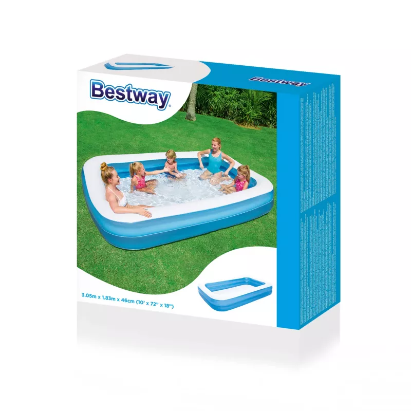 Bestway täispuhutav sinine ristkülikukujuline perebassein 3,05 m x 1,83 m x 46 cm