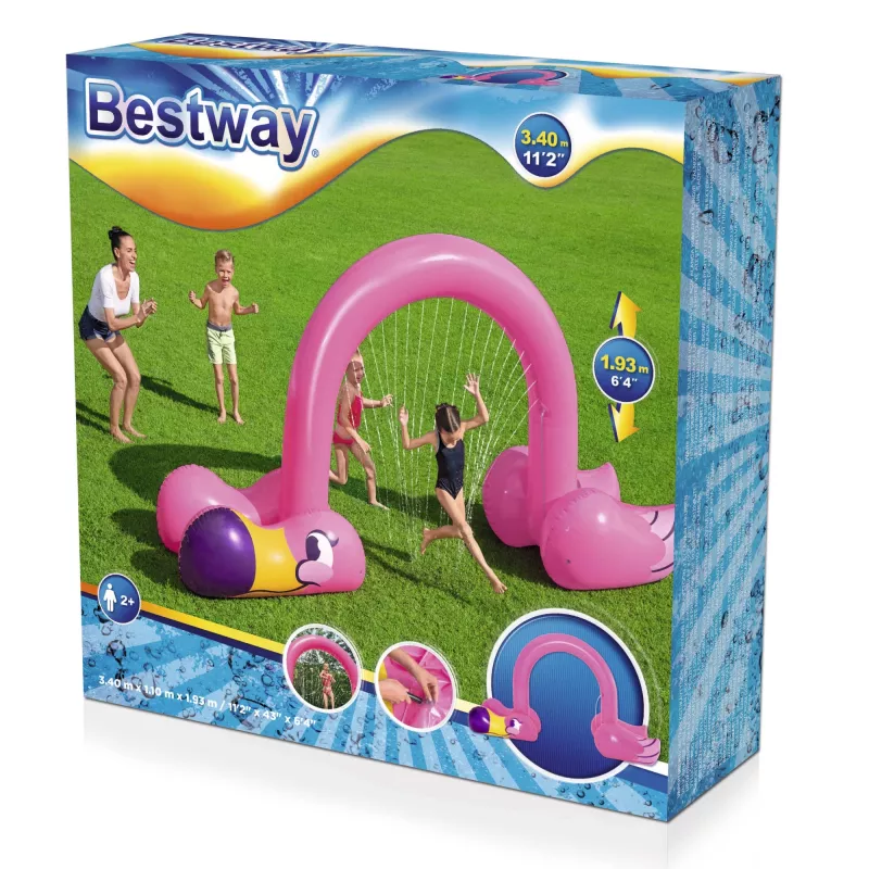 Bestway 11'2″ x 43″ x 6'4″/3.40m x 1.10m x 1.93m Jumbo Flamingo vihmuti