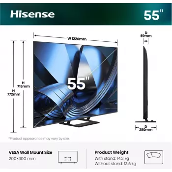 Hisense 55U7SE 55-tolline ULED Mini-LED 4K nutiteler 20018749