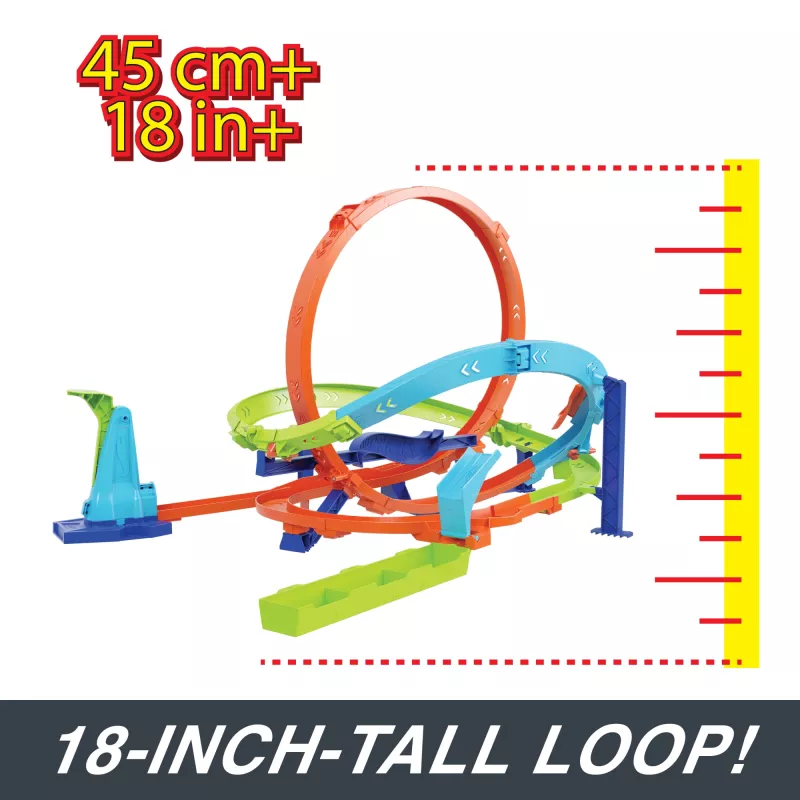 Hot Wheels Action Loop Cyclone väljakutse rajakomplekt 1:64 mõõtkavas mänguautoga, lihtne hoiustamine