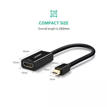 Ugreen 40360 videokaabli adapter 0,25 m Mini DisplayPort HDMI Must